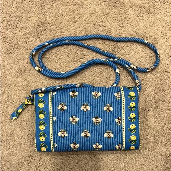 Retired Vera Bradley-Blue Floral and Bee Patterned Women's Bag - Picture 5 of 5